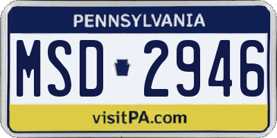 PA license plate MSD2946
