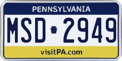 PA license plate MSD2949