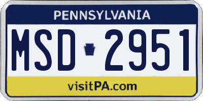 PA license plate MSD2951