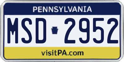 PA license plate MSD2952