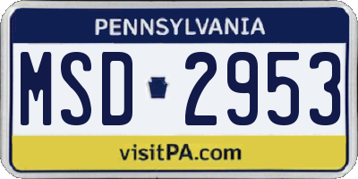 PA license plate MSD2953