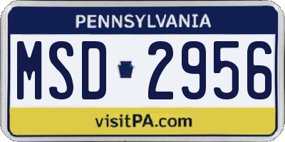 PA license plate MSD2956