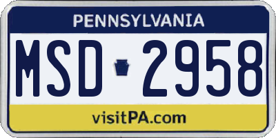 PA license plate MSD2958