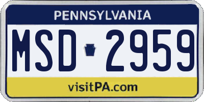 PA license plate MSD2959