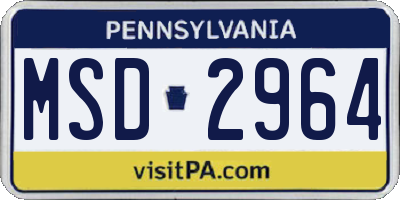 PA license plate MSD2964