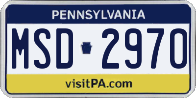 PA license plate MSD2970
