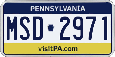 PA license plate MSD2971