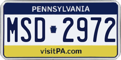 PA license plate MSD2972