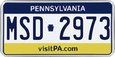 PA license plate MSD2973