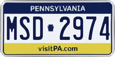 PA license plate MSD2974