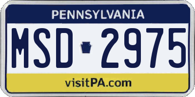 PA license plate MSD2975