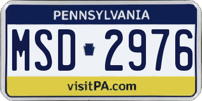PA license plate MSD2976