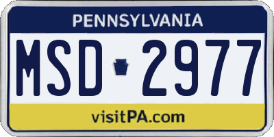 PA license plate MSD2977