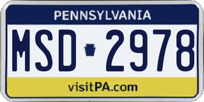 PA license plate MSD2978
