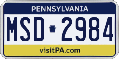 PA license plate MSD2984