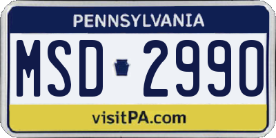 PA license plate MSD2990