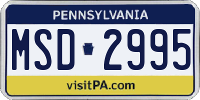 PA license plate MSD2995
