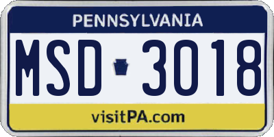 PA license plate MSD3018