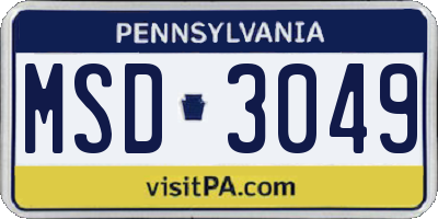 PA license plate MSD3049