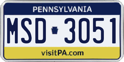 PA license plate MSD3051