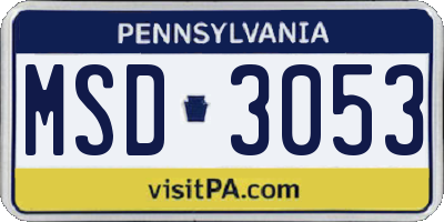 PA license plate MSD3053