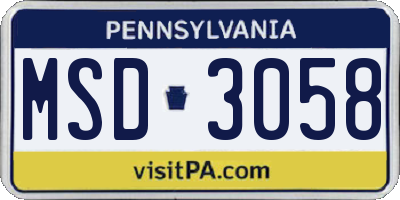 PA license plate MSD3058