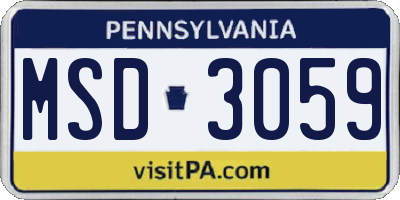 PA license plate MSD3059