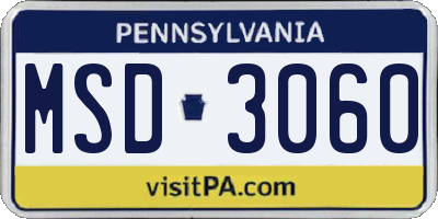 PA license plate MSD3060