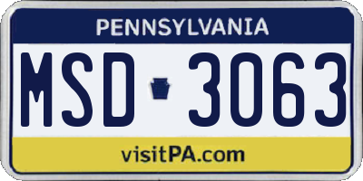 PA license plate MSD3063
