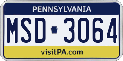 PA license plate MSD3064