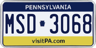 PA license plate MSD3068