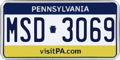 PA license plate MSD3069