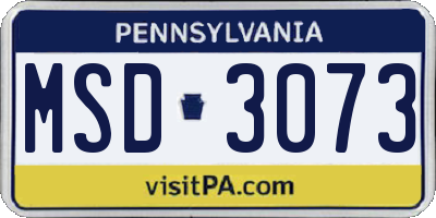 PA license plate MSD3073