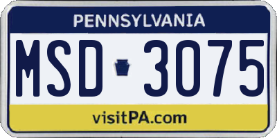 PA license plate MSD3075