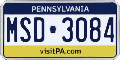 PA license plate MSD3084