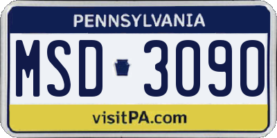 PA license plate MSD3090