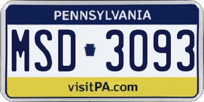 PA license plate MSD3093