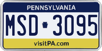 PA license plate MSD3095
