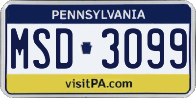 PA license plate MSD3099