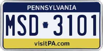PA license plate MSD3101