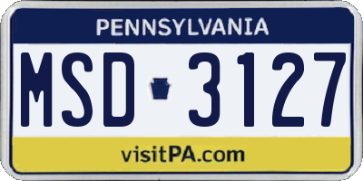 PA license plate MSD3127
