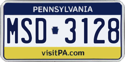 PA license plate MSD3128