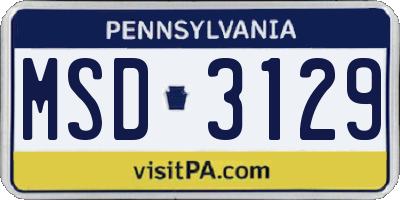 PA license plate MSD3129