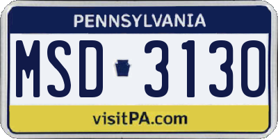 PA license plate MSD3130