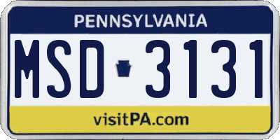 PA license plate MSD3131