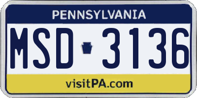PA license plate MSD3136