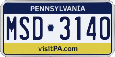 PA license plate MSD3140