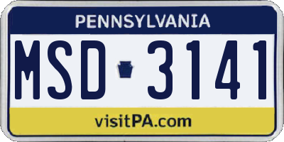 PA license plate MSD3141