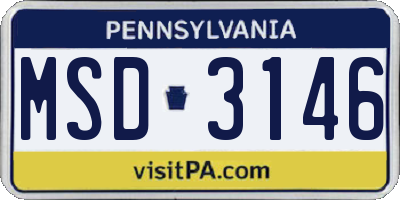 PA license plate MSD3146