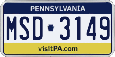 PA license plate MSD3149